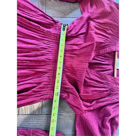 Ulla Johnson Rory Metallic Cotton Long Sleeve Mini Dress Ruby Red Size 4 - Picture 12 of 13